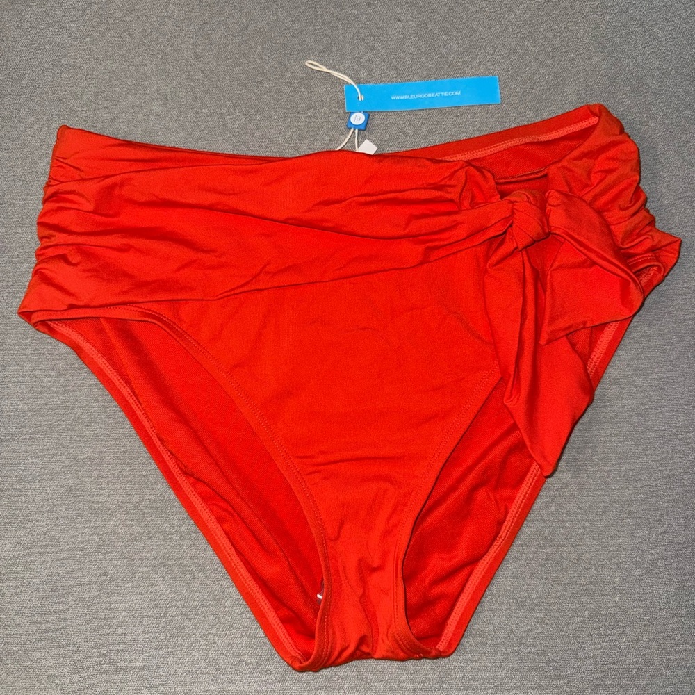 Bleu Rod Beattie Bright Red High-Waist Bikini Bottom with Side Tie